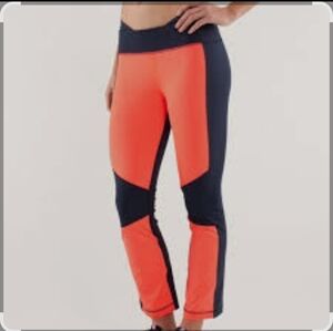 Lululemon Orange and Blu Colorblock Leggings
